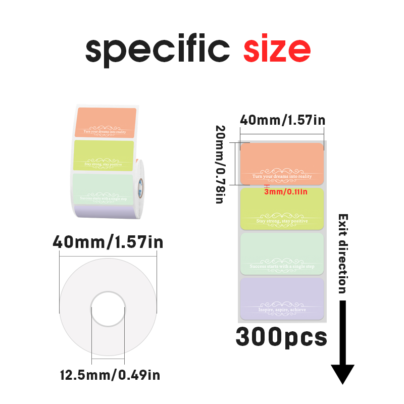 40mmX20mm Thermal Labels Core diameter 12.5mm