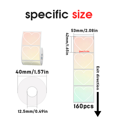 Special-shaped thermal labels with a 12.5mm core diameter