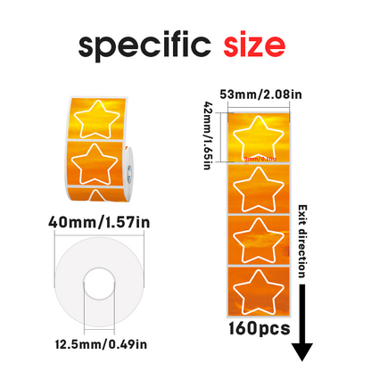 Special-shaped thermal labels with a 12.5mm core diameter